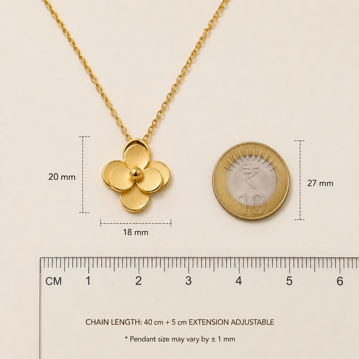 Vani Lustre Gold Floral Pendant Necklace | Stainless Steel Flower Necklace for Women