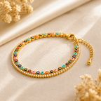 Vani Lustre Evil Eye Bracelet | Gold-Tone Adjustable Stainless Steel Bracelet for Women