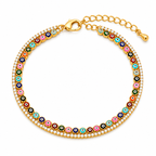 Vani Lustre Evil Eye Bracelet | Gold-Tone Adjustable Stainless Steel Bracelet for Women