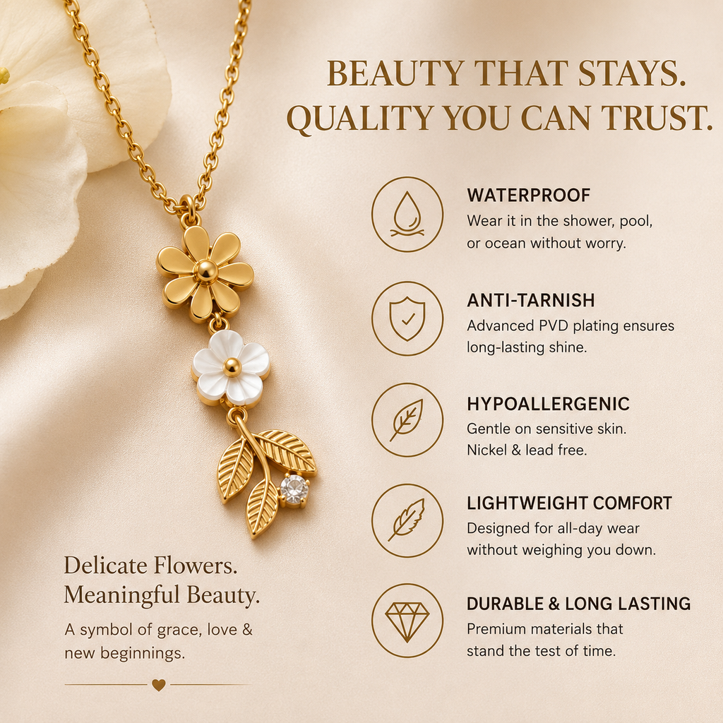 18K Gold Plated Floral Pendant Necklace